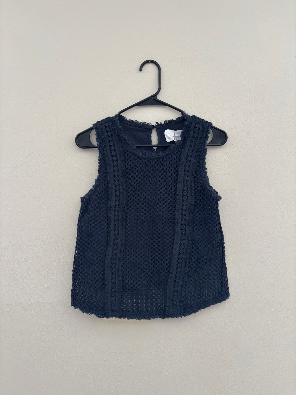 J by J.O.A. Navy Open Crochet Tank